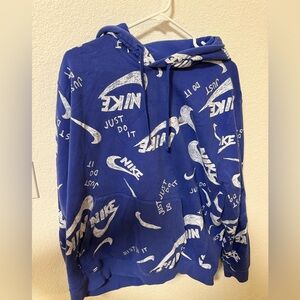 Nike Blue and White Logo Hoodie